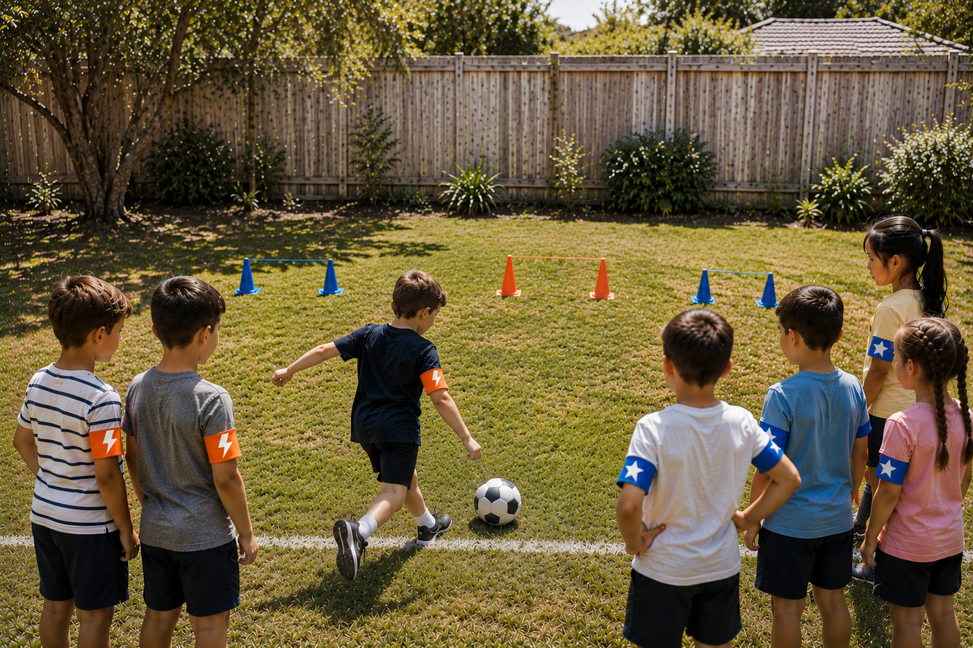 Children playing Mini Olympics games at a kids' birthday party