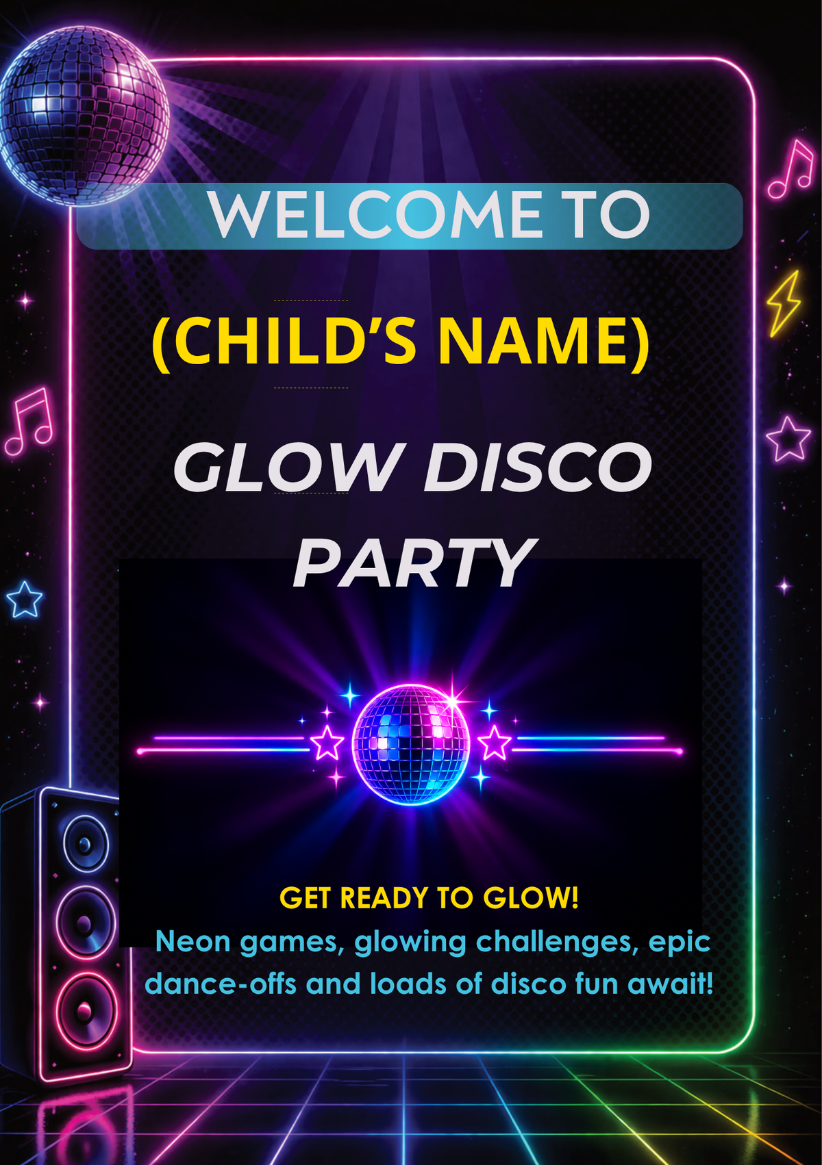 Glow Disco Birthday Party Celebration Pack
