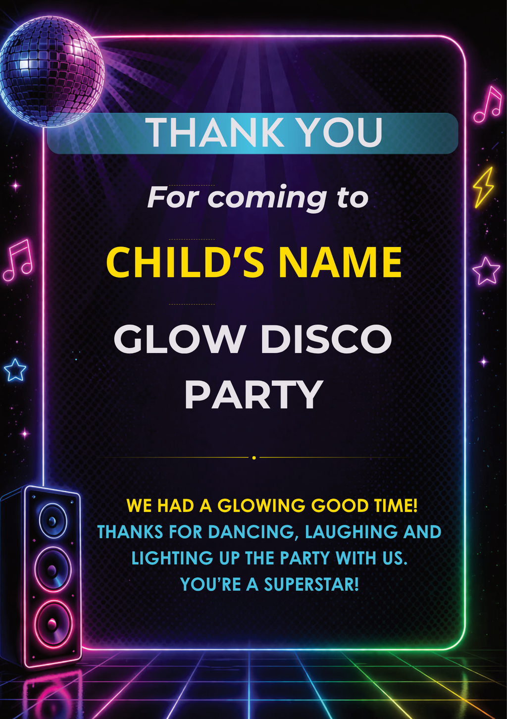 Glow Disco Birthday Party Celebration Pack