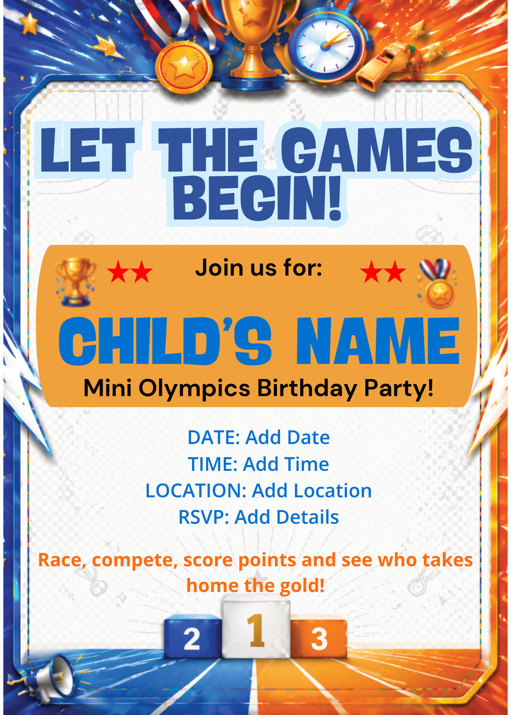 Mini Olympics Birthday Party Celebration Pack