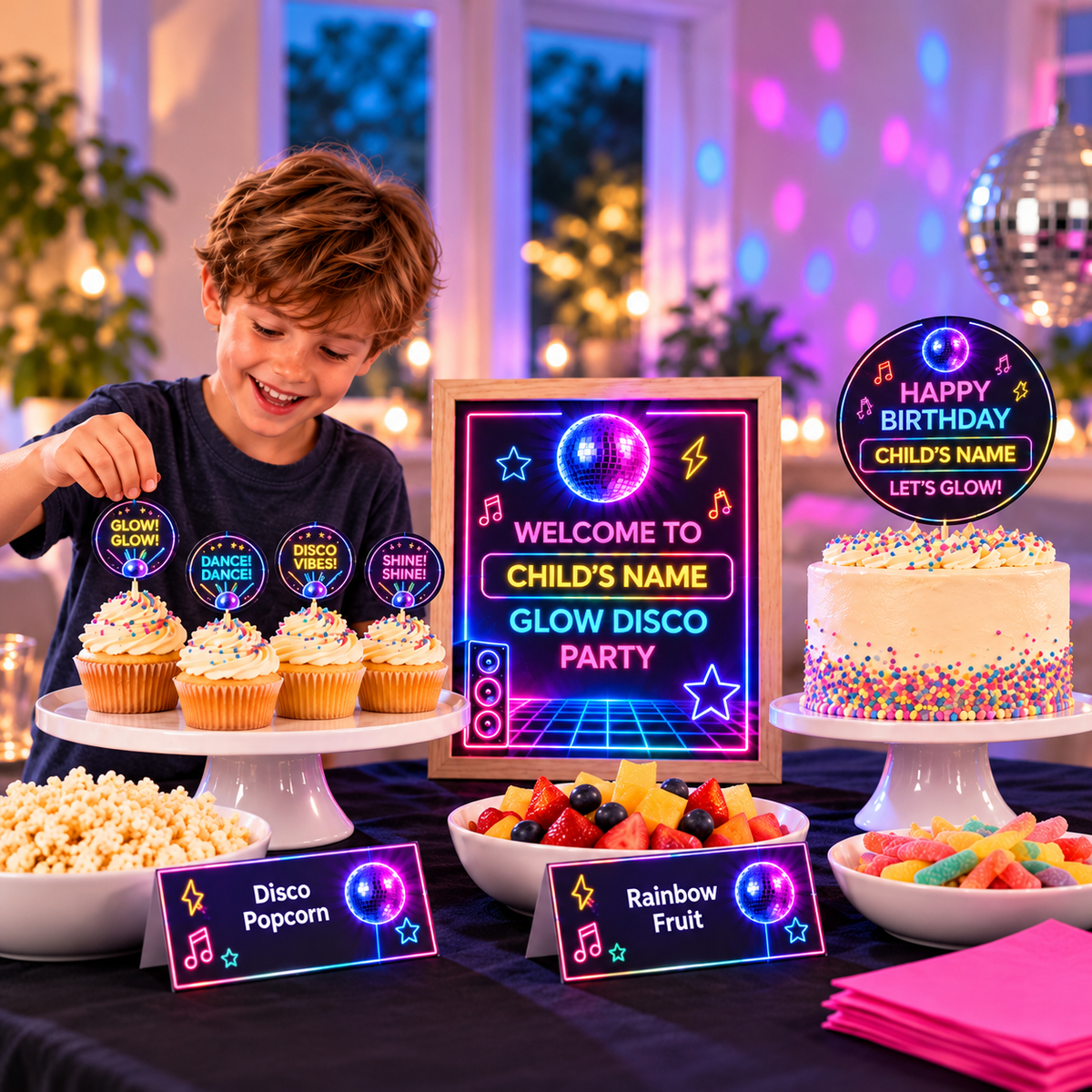 Glow Disco Invitations & Printables
