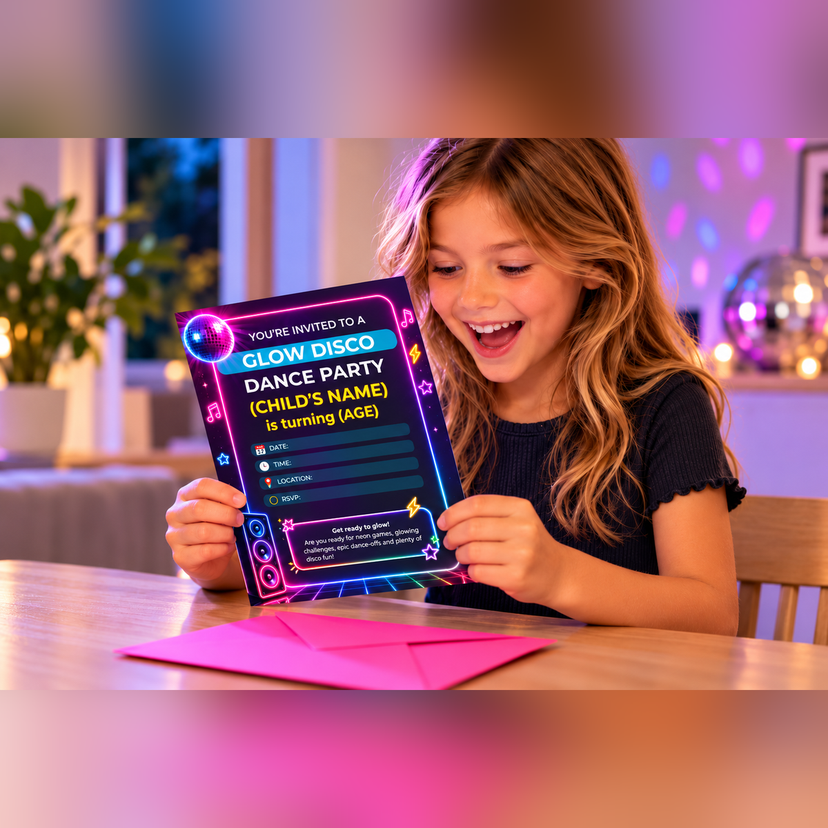 Glow Disco Invitations & Printables